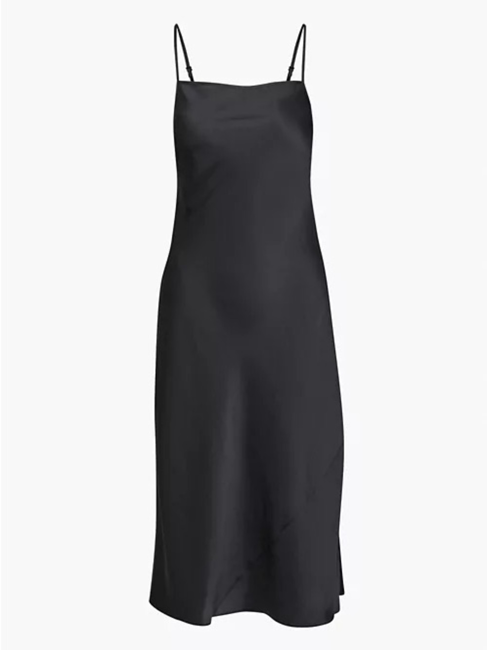 Wilfred Aritzia Black Midi Satin Slip Dress with Adjustable Straps